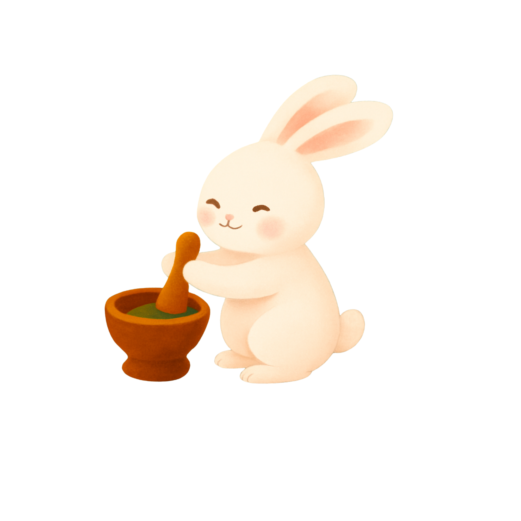 Rabbit making mooncakes